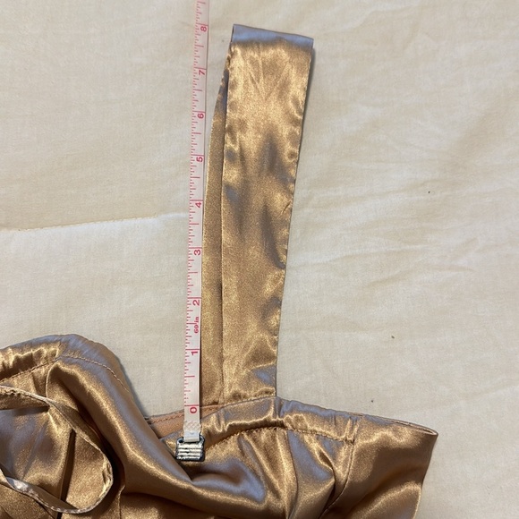 NWOT Bronze/Gold Satin Corset Front Tie Top Size M - Picture 11 of 13